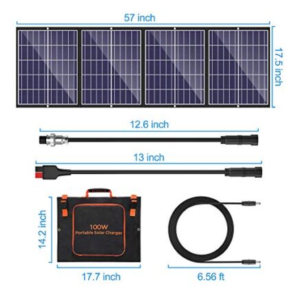 Powoxi Portable 100W Foldable Solar Panel Charger Kit for Power Stations and USB Devices-5