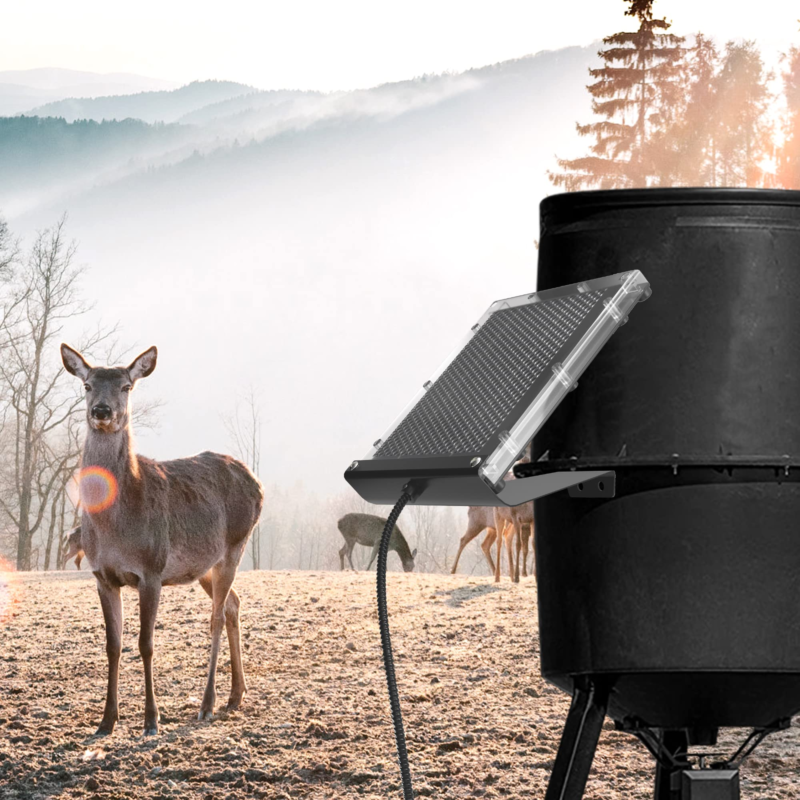 Solar-powered deer feeders