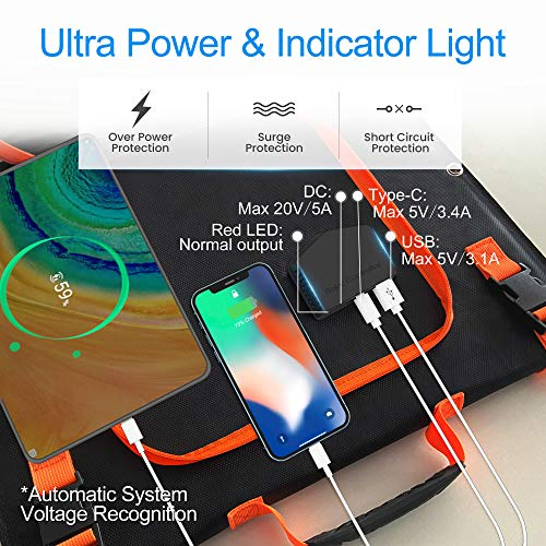 Powoxi Portable 100W Foldable Solar Panel Charger Kit, Portable Solar Panel Charger, Foldable Solar Charger, Eco-Friendly 
