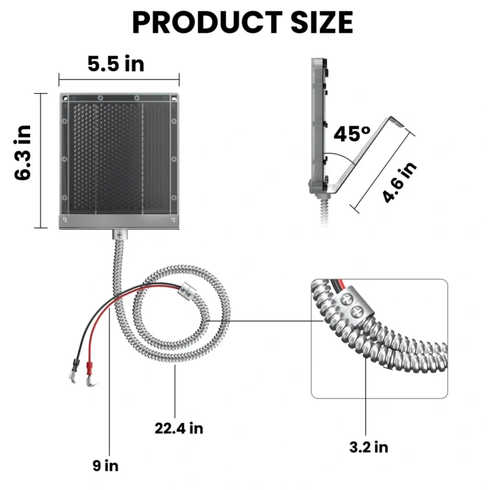 POWOXI 1.5W Solar Panel for 6V Deer Feeder product size