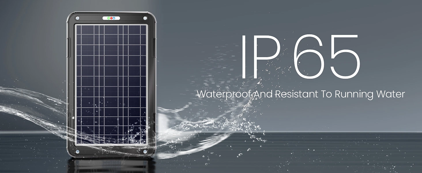 POWOXI 12W Solar Car Battery Charger 12V IP 65 waterproof and resisitant to running water