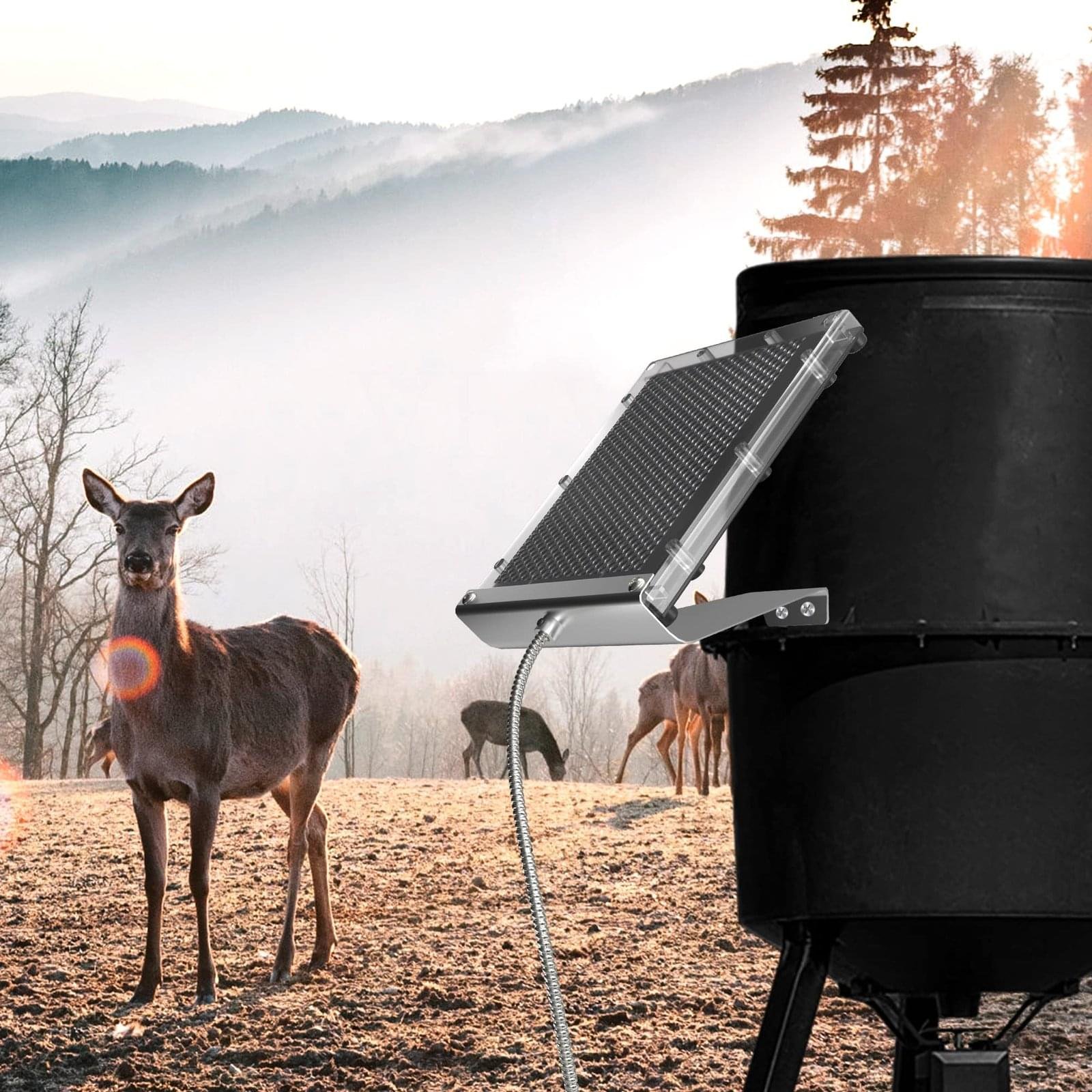 POWOXI Solar Panel for Deer Feeder 12V 1.7W White 8