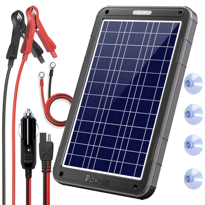 POWOXI 12W Solar Car Battery Charger 12V solar car battery charger kit