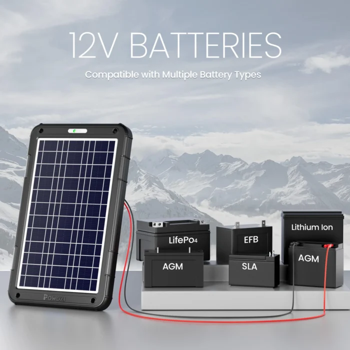 POWOXI 12W Solar Car Battery Charger 12V solar car battery charger kit for lifePo Lithium SLA AGM EFB Batteries