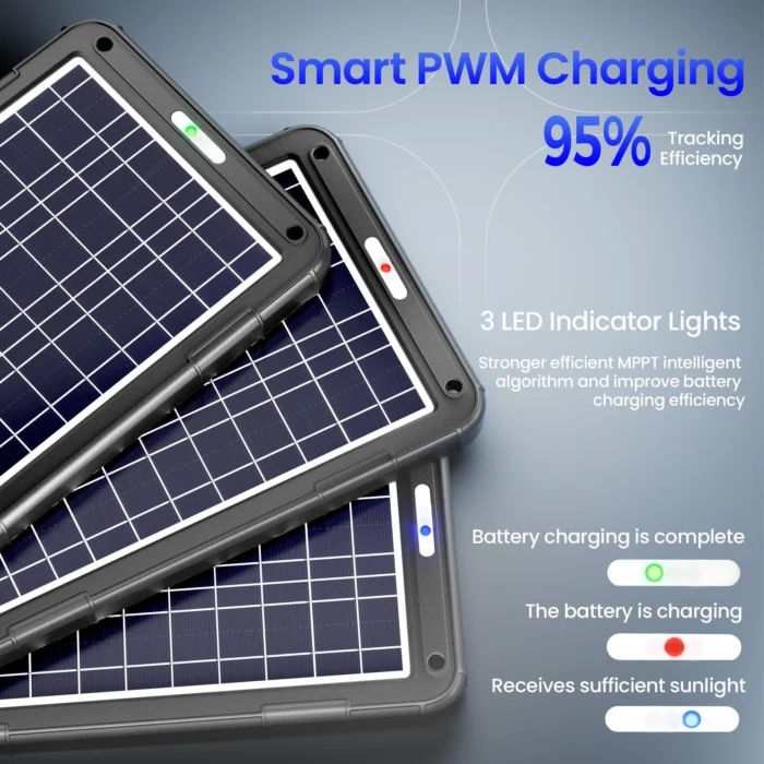 POWOXI 12W Solar Car Battery Charger 12V solar car battery charger kit high efficiency and indocator lights